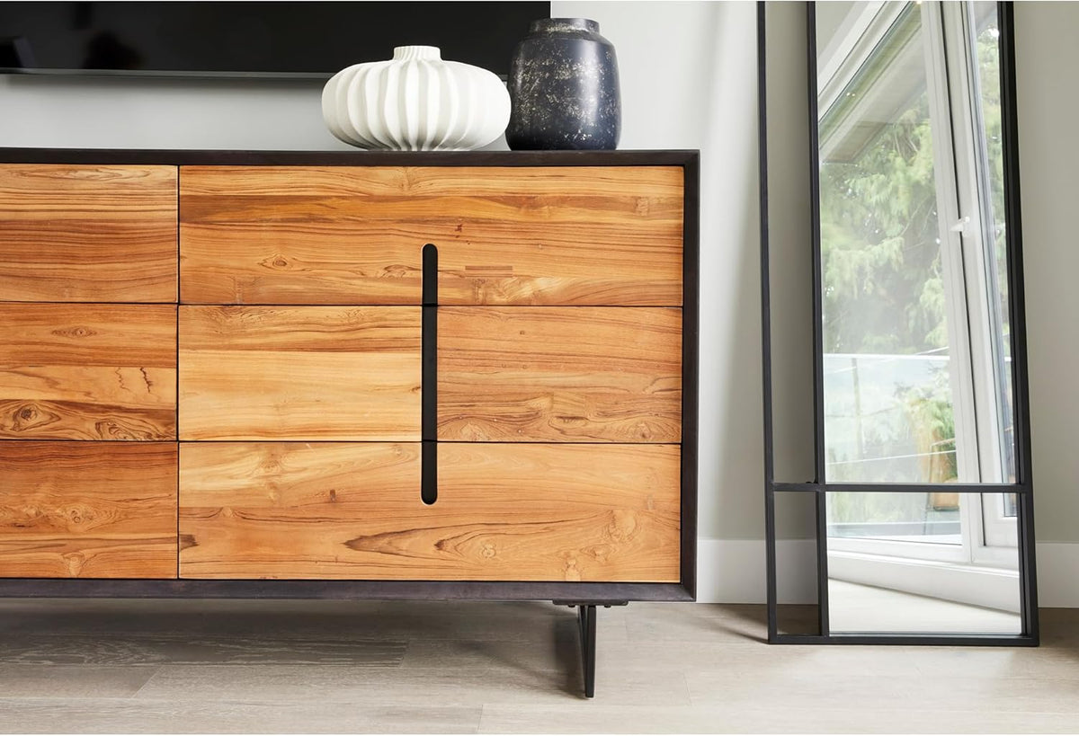 6 Drawers Solid Mango Wood Dresser Light Brown A99815