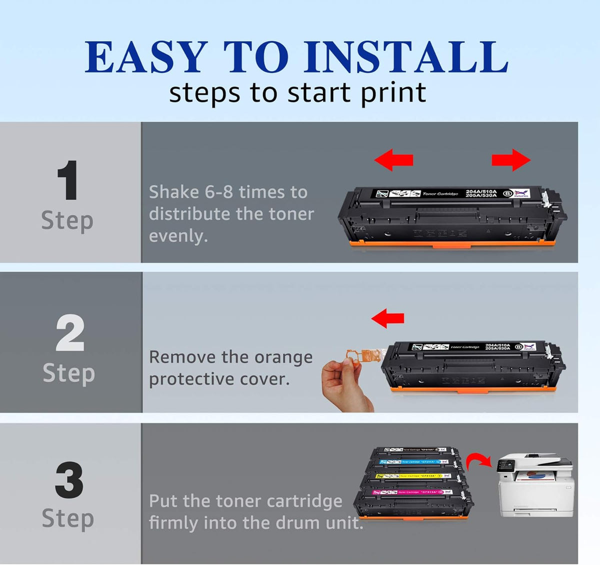 Compatible Toner Cartridge 4-Pack for HP 204A CF510A CF511A CF512A CF513A Pro MFP M180n M180nw M181fw M154a M154nw Color Pro Printer (Black, Cyan, Yellow, Magenta) K95034