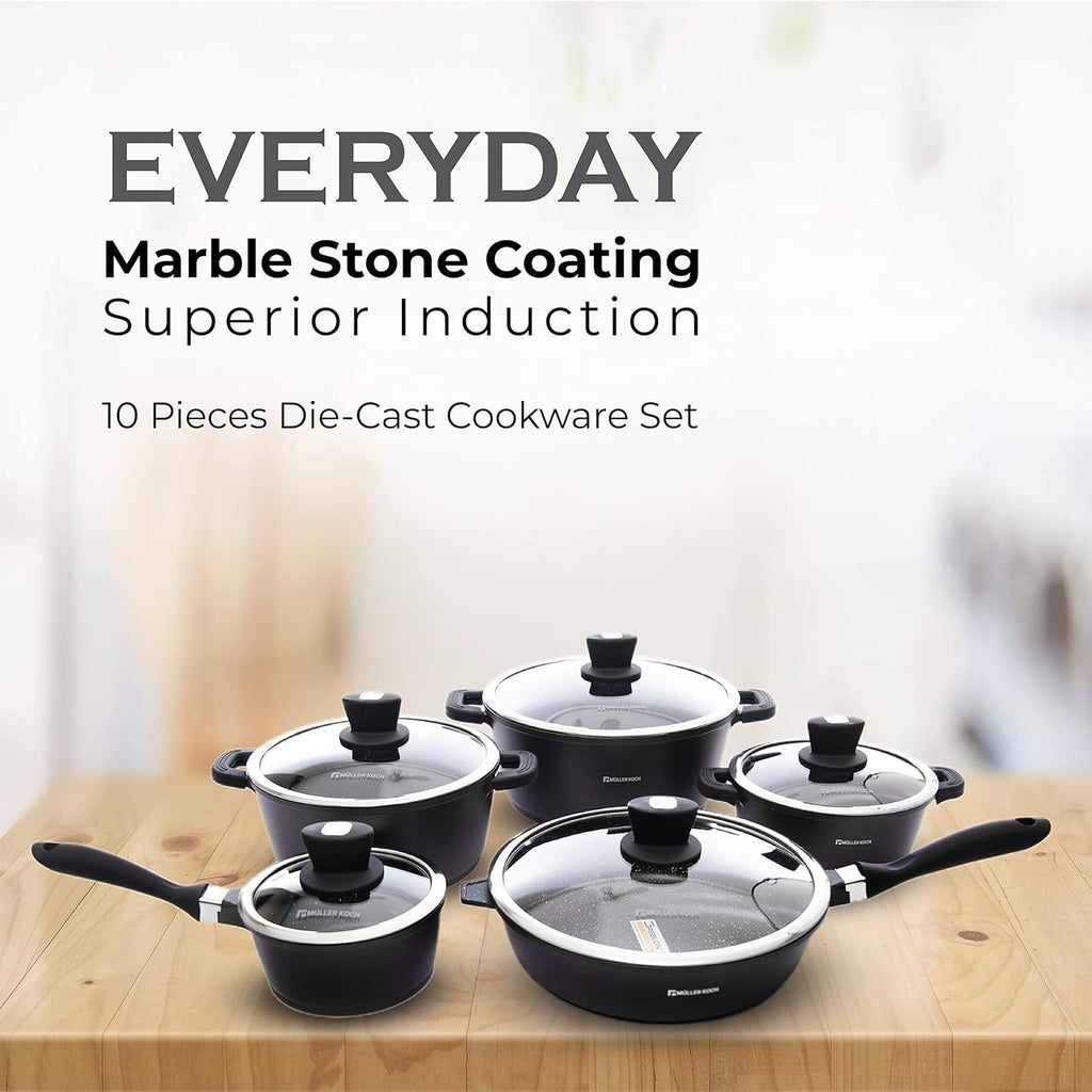 Die-Cast Aluminum Nonstick Marble Granite Cookware Set Q17109