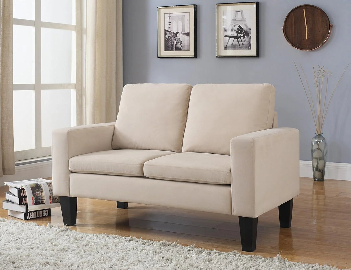 Beige Microfiber Loveseat Y951166