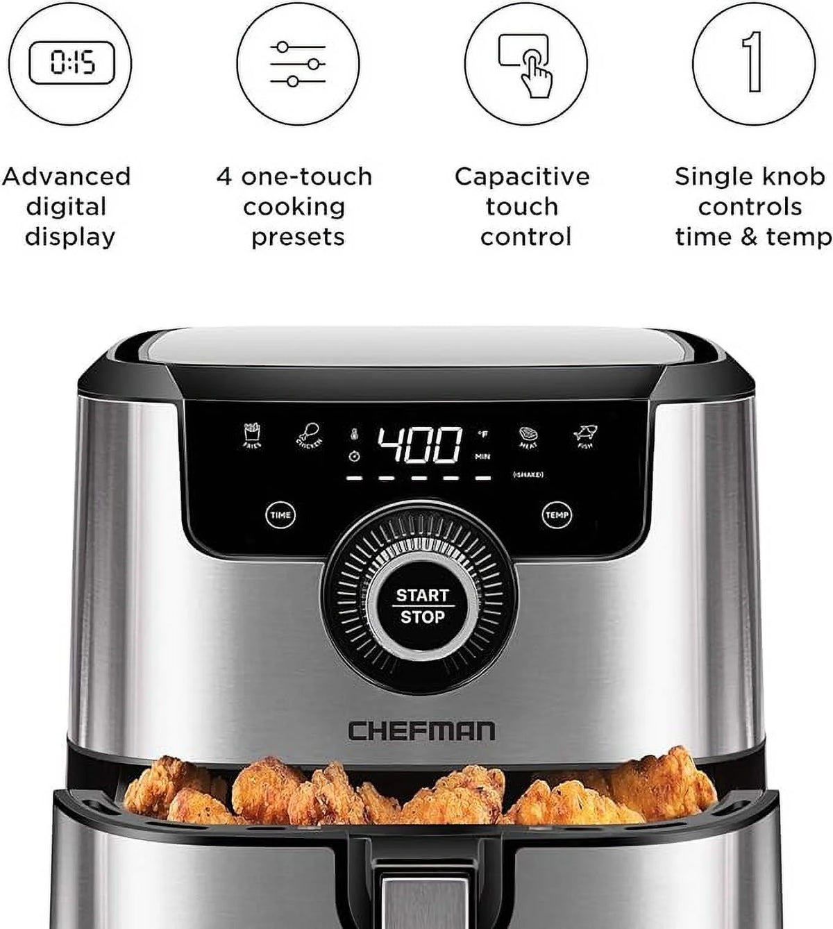Air Fryer 4.5 Qt Dual Control Temperature Silver F410