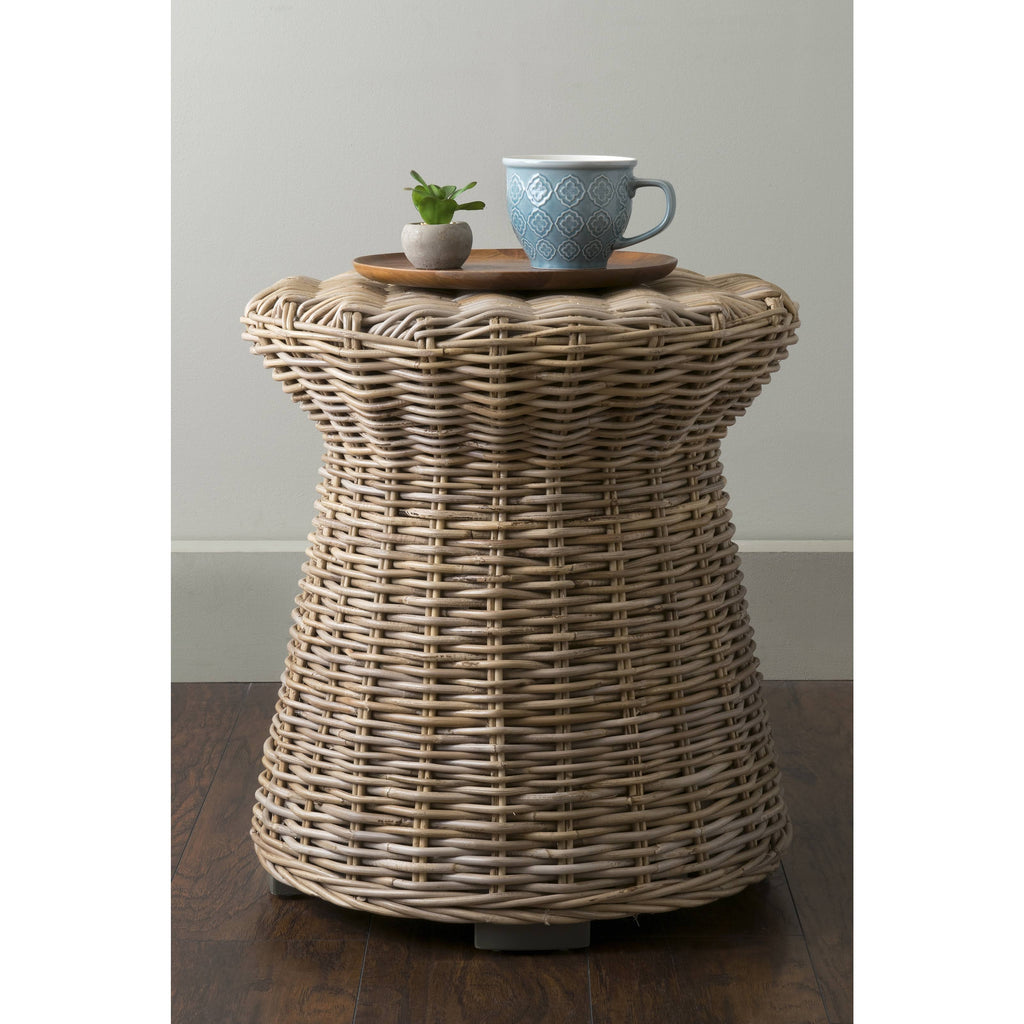 Brown Round Rattan Accent Table K6254