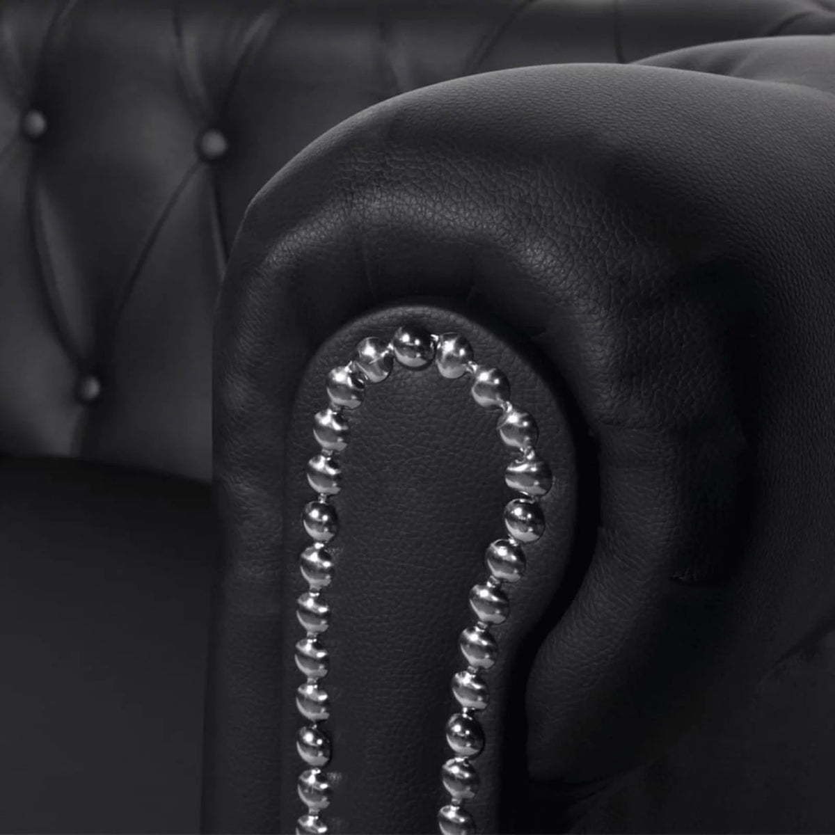 Black 2-Seater Artificial Leather Sofa T3584