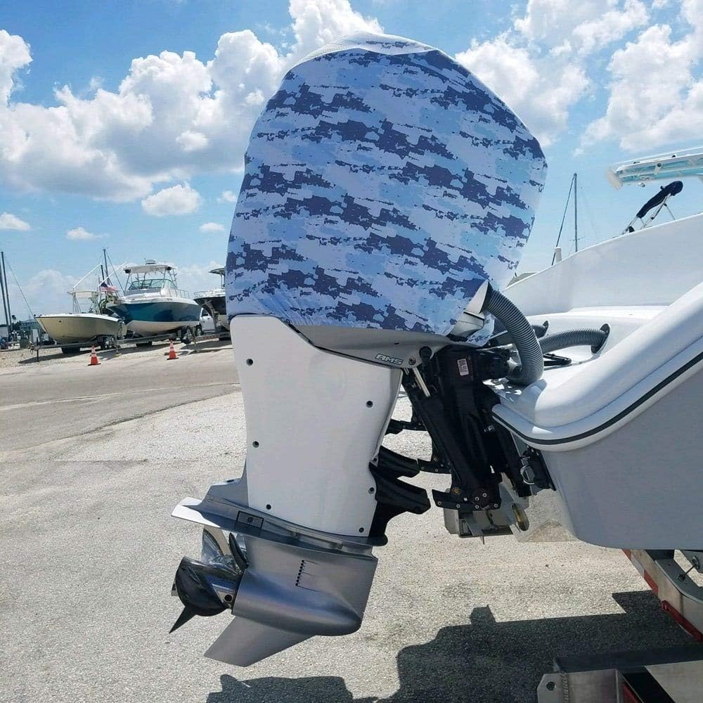 Blue Digital Camo Outboard Motor Cover O42645