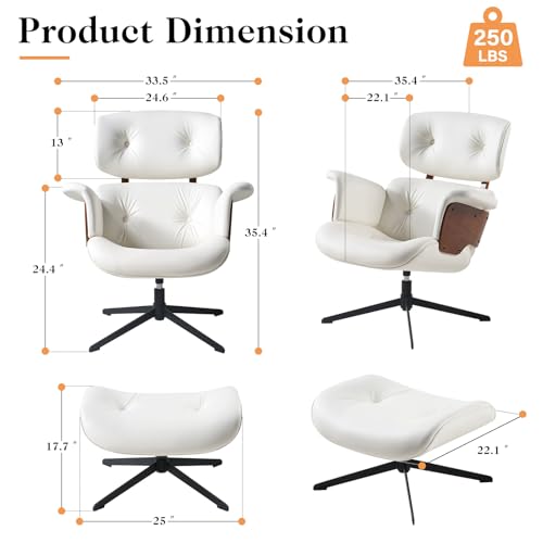 Black PU Leather Recliner Swivel Chair with Ottoman R612691
