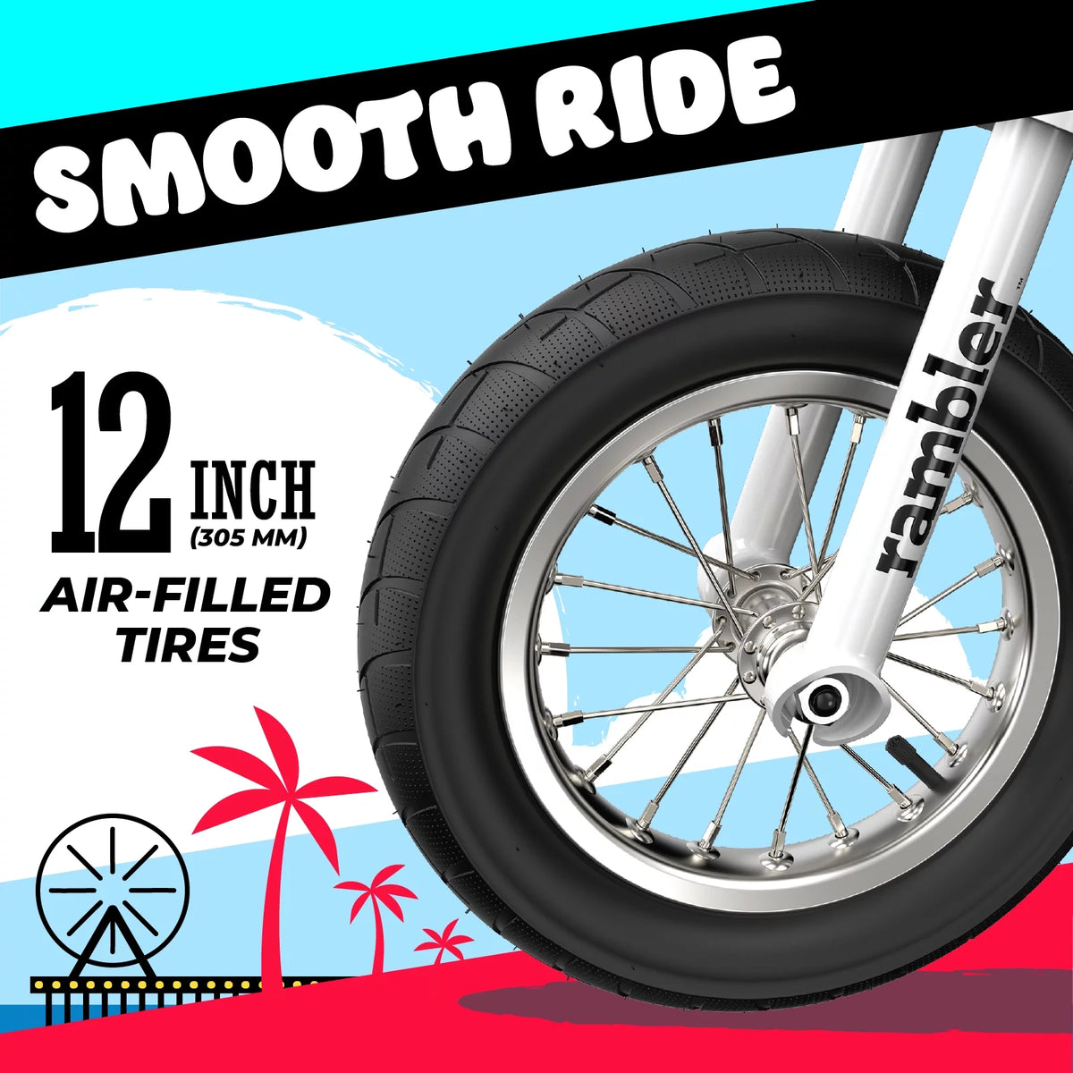 White 12" Air-Filled Tires Seated Electric Scooter V43830