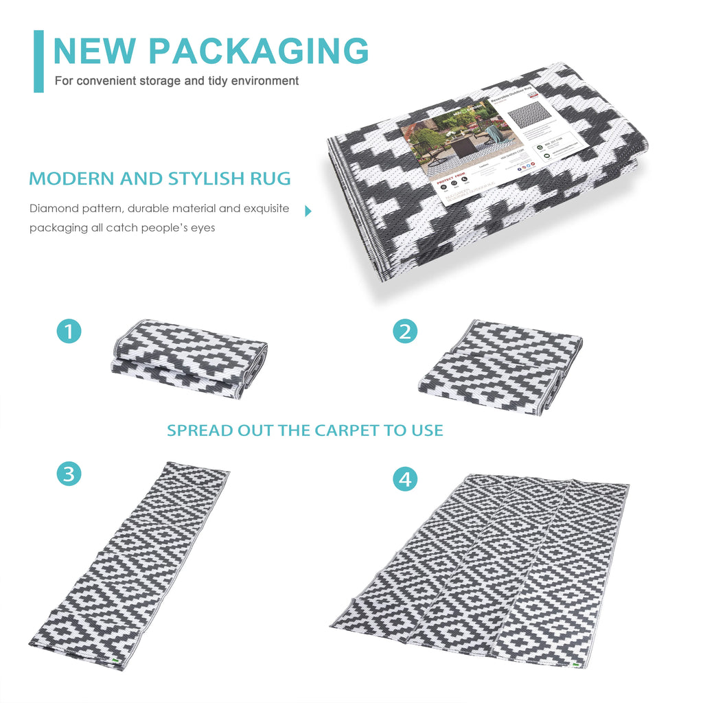 Reversible Plastic Straw Outdoor Area Rug W1816