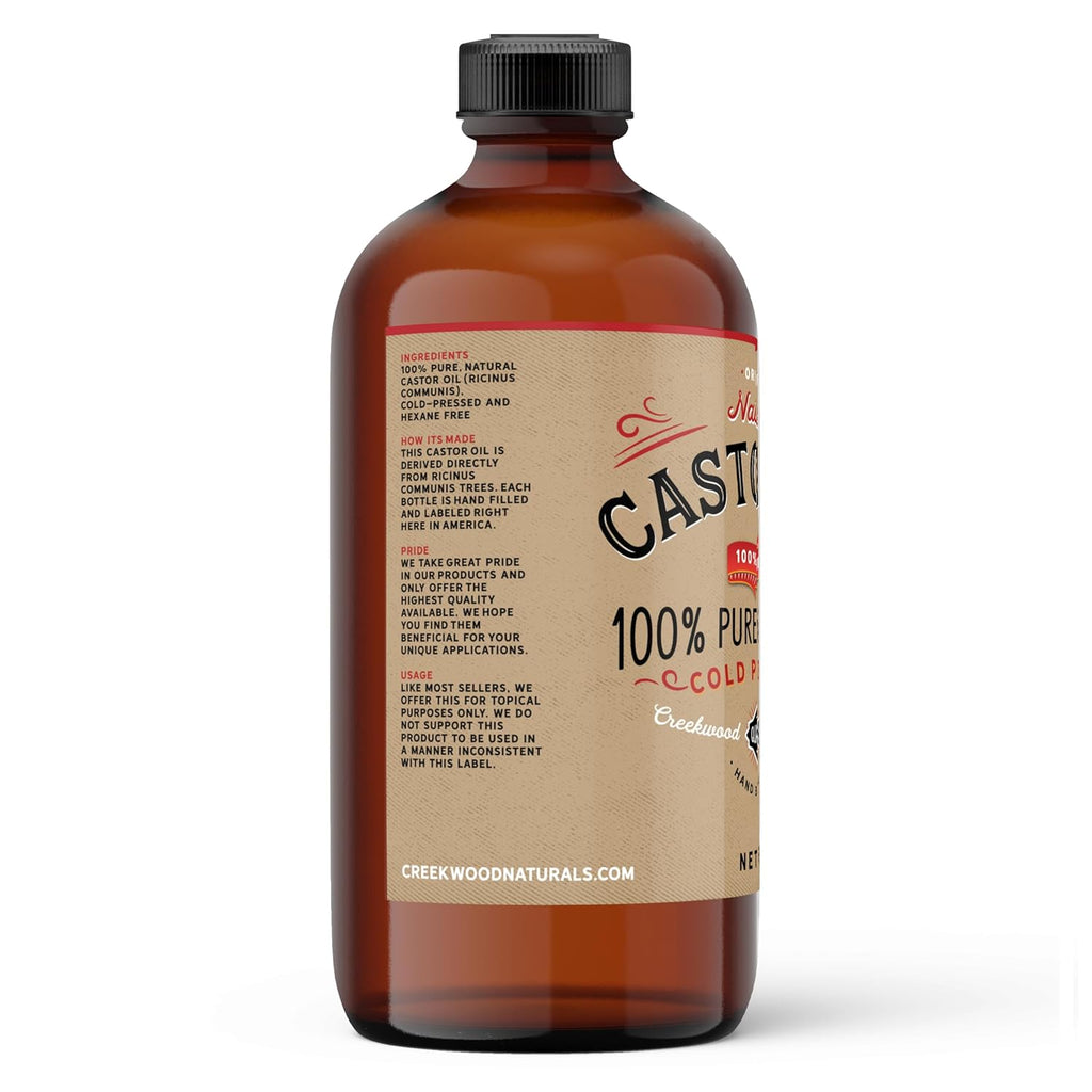 100% Pure Cold Pressed Castor Oil in Glass Bottle F91355
