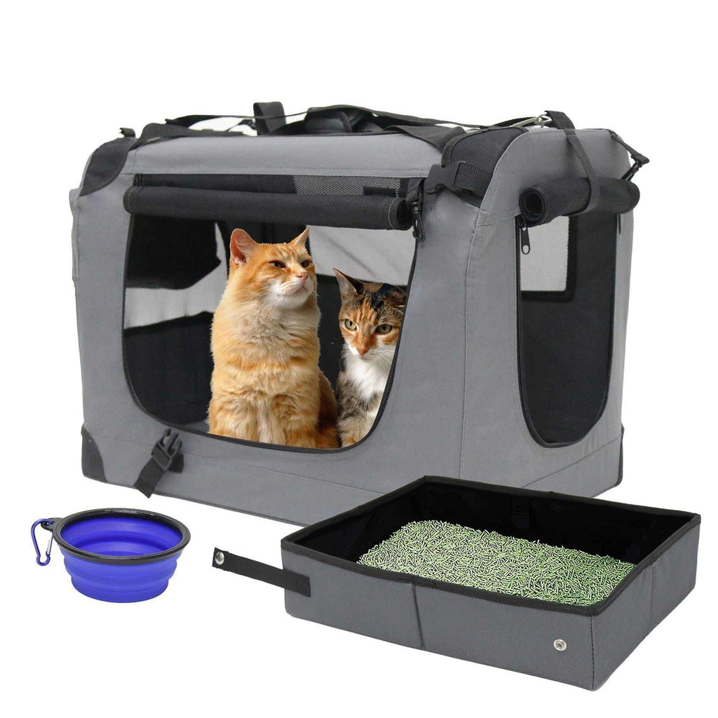 Large Soft-Sided Portable Cat Carrier with Collapsible Litter Box and Bowl H122791