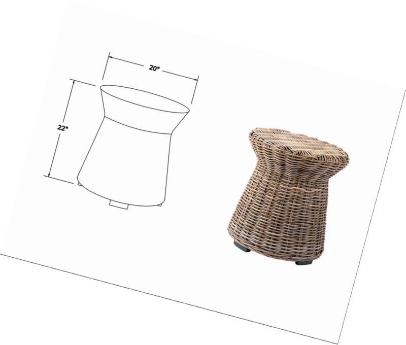 Brown Round Rattan Accent Table K6254