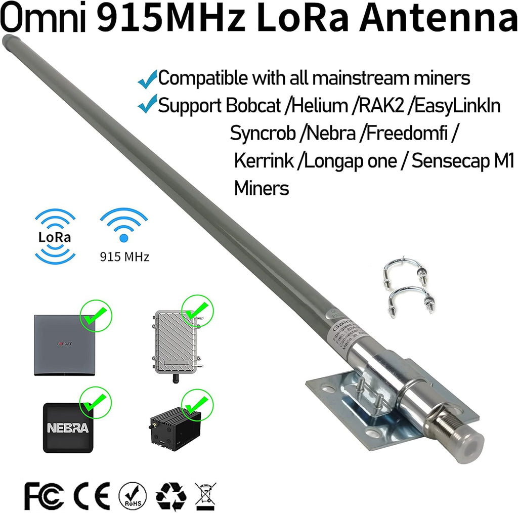 Helium Bobcat HNT Hotspot Lora LoT Antenna 868/915mhz 10dbi 35.4inch+32.8ft SMA/RP-SMA Cable P460387