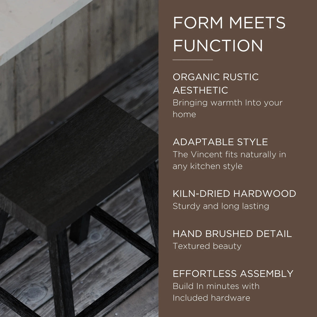 Antiqued Black Wooden Counter Stool C927