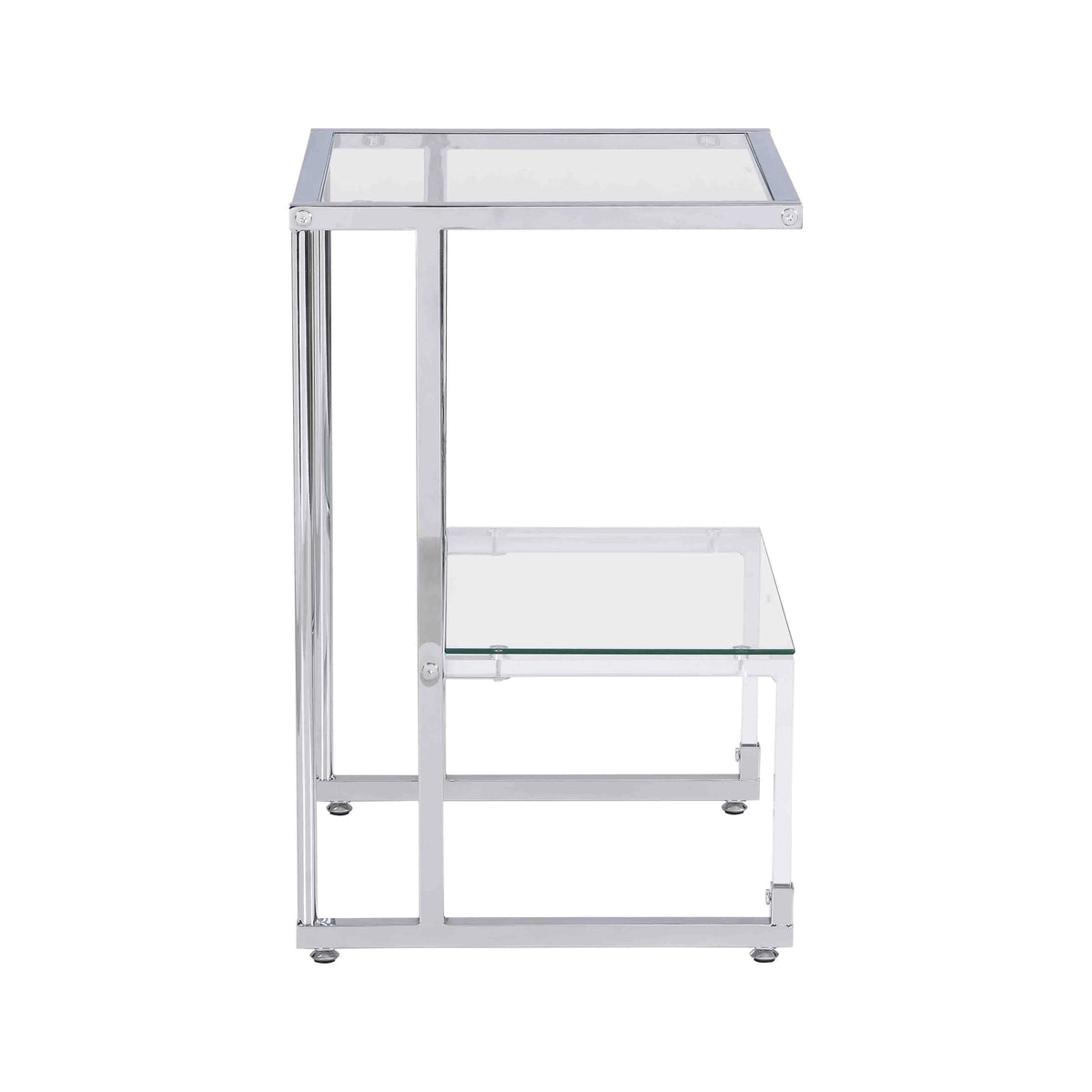 Chrome 2-Tier Acrylic Glass Top C Shape Side Table J1958
