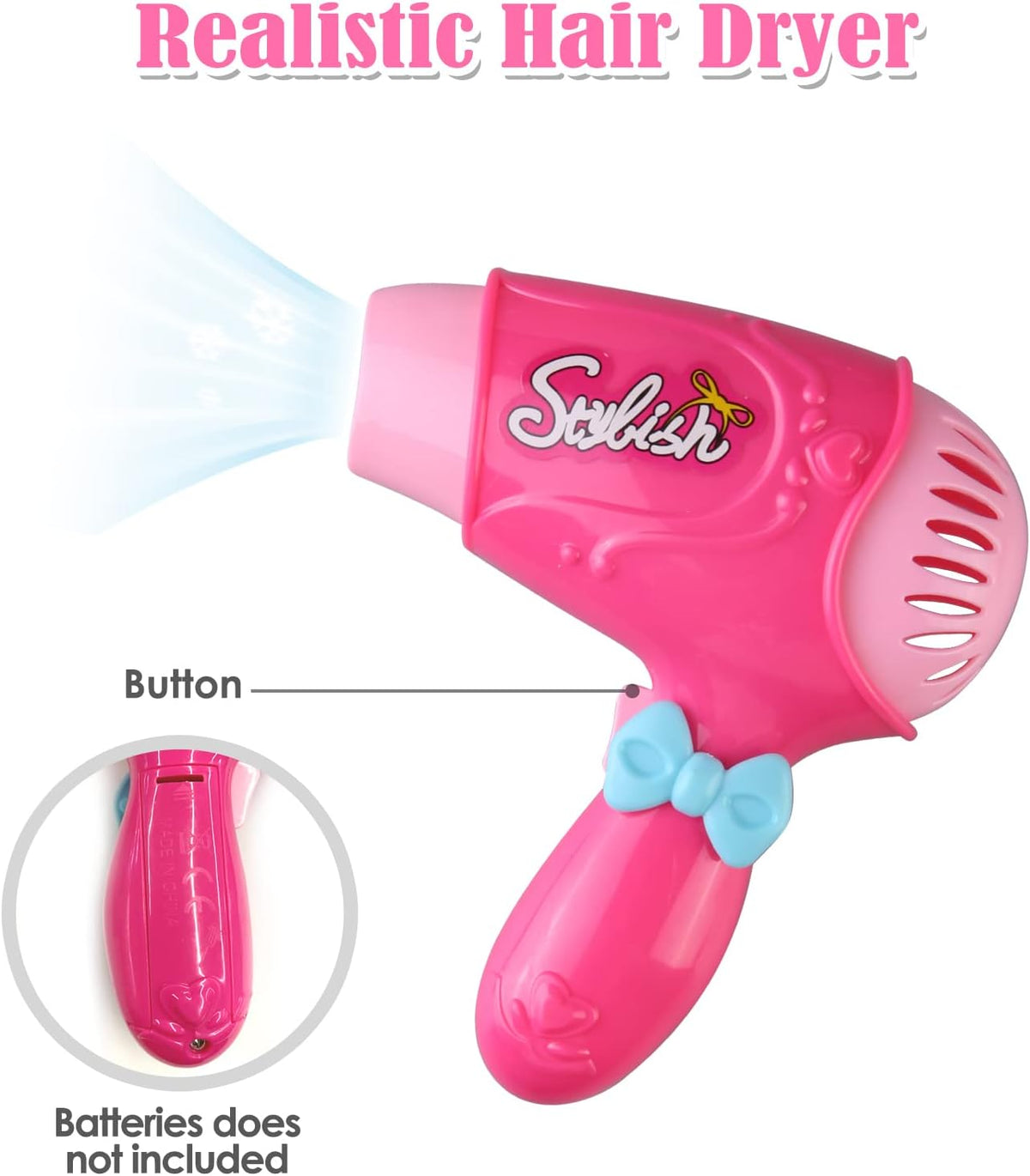 Kids Hair Salon Toy Set with Hair Dryer Hair Curler and Beauty Accessories R3643
