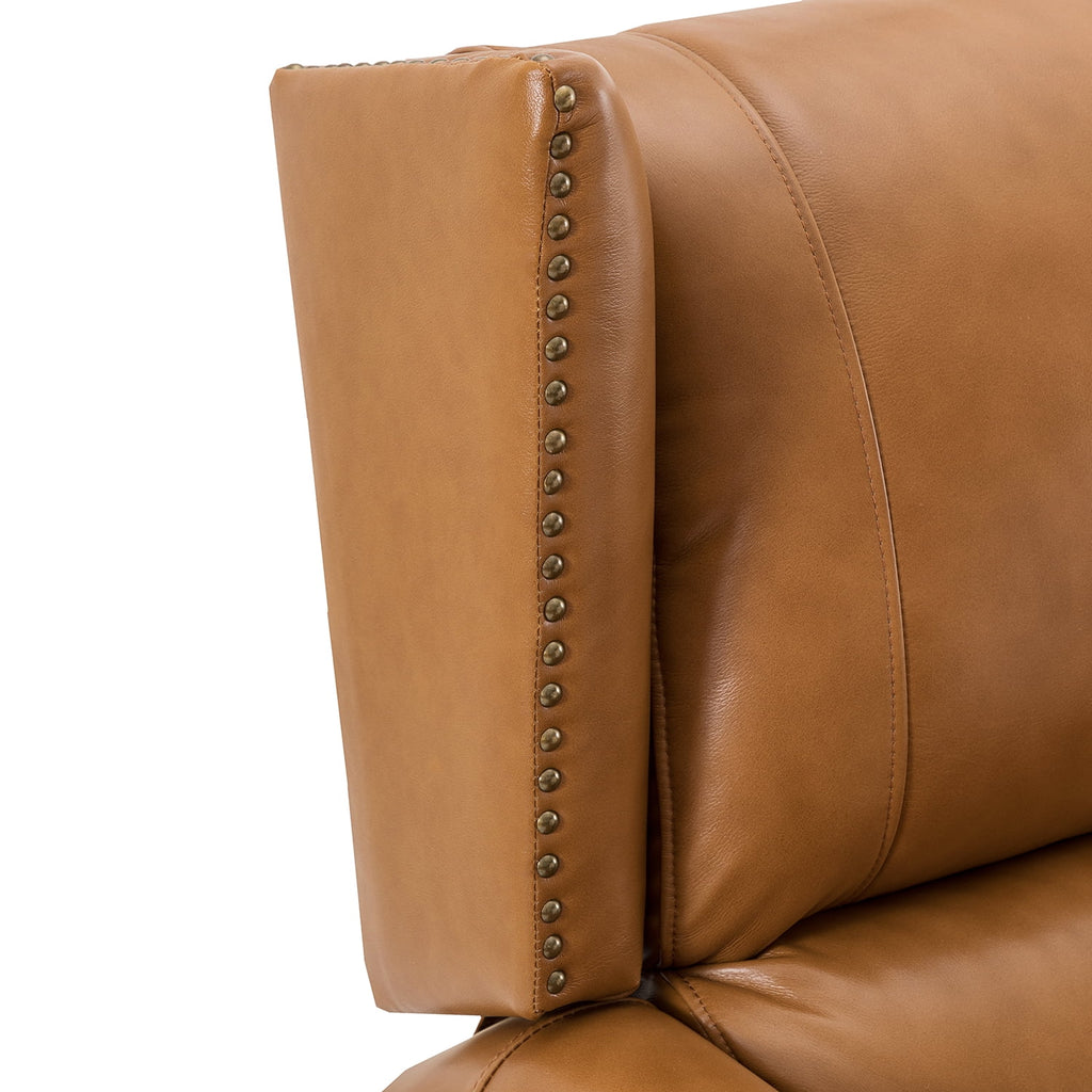Genuine Leather Recliner with Nailhead Trims and Solid Wood Legs B864