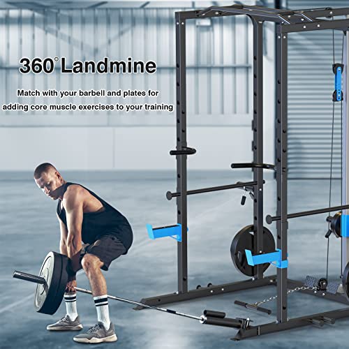 Power Cage with J-Hooks, Dip Handles, Landmine Attachment H6260