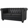 Black 2-Seater Artificial Leather Sofa T3584