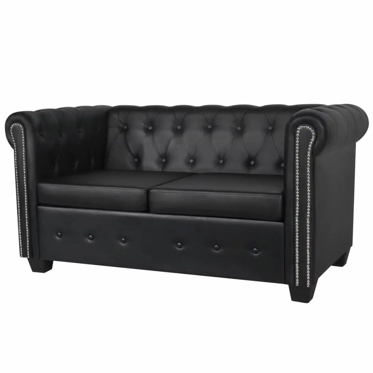 Black 2-Seater Artificial Leather Sofa T3584