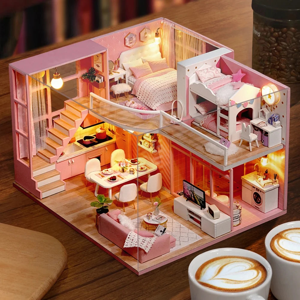 Pink Wooden Dollhouse Kit U53550