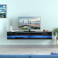 71 Inch High Glossy Wall Mounted Floating TV Stand with RGB LED Light W8296