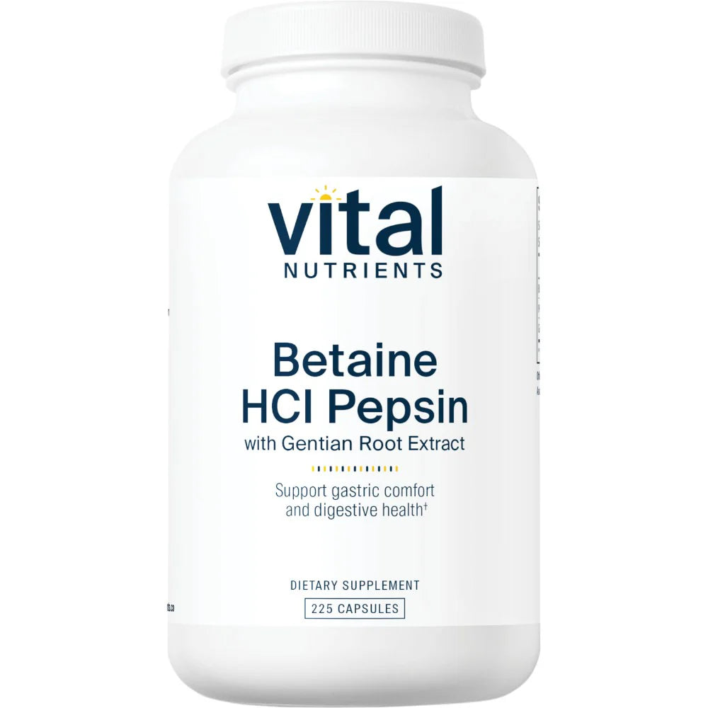 Betaine HCL with Pepsin & Gentian 225 Capsules B889