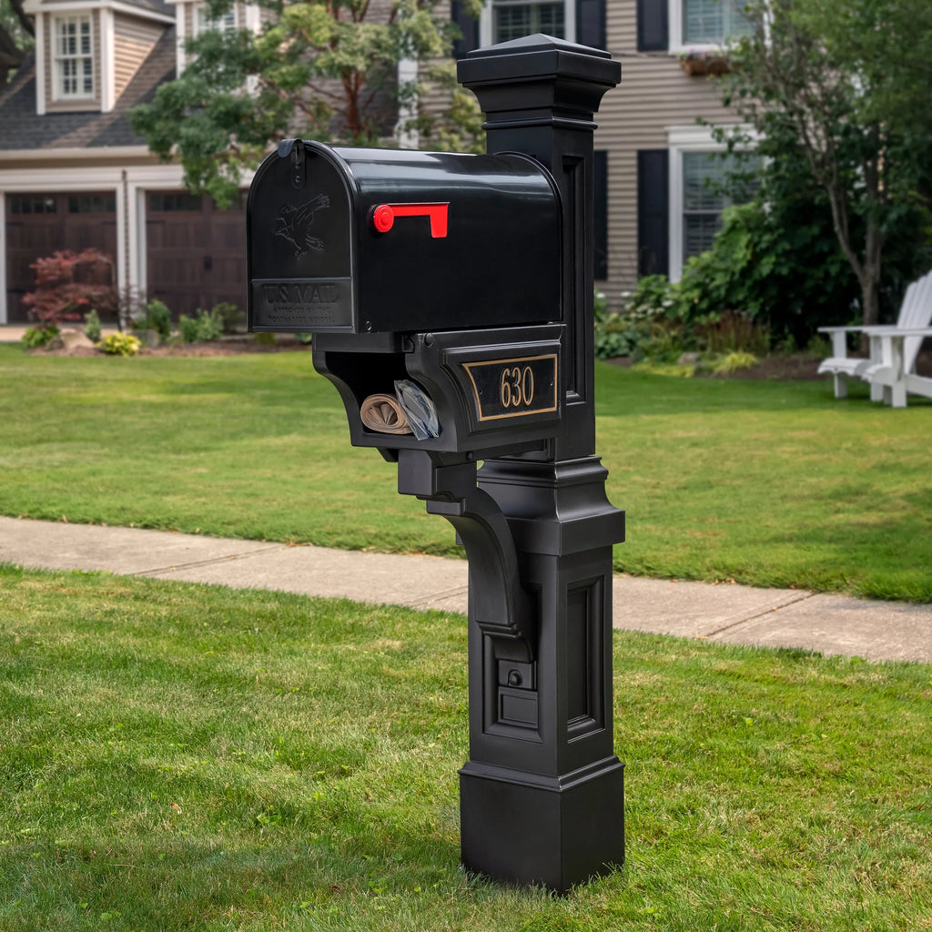 Onyx Black Plastic Mailbox Post Kit F10458