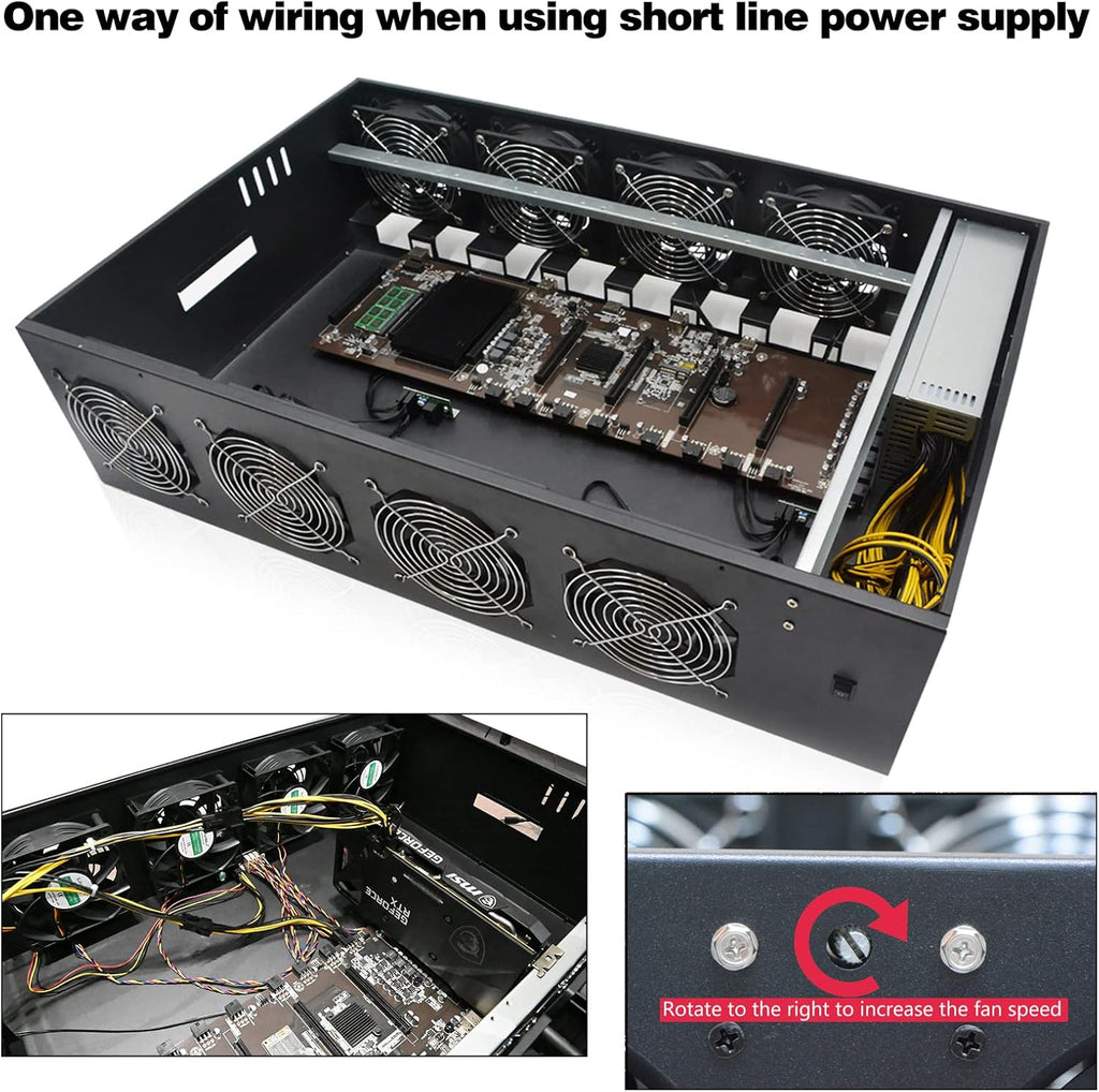 Mining Rig Frame 8 GPU 70mm Slots with 8 Fans L941