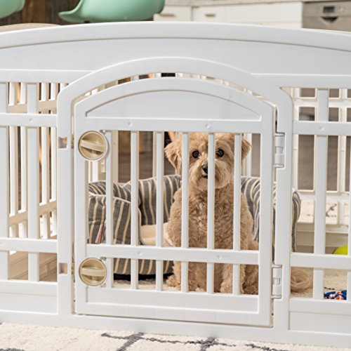 24" 4-Panel White Dog Playpen with Door J428