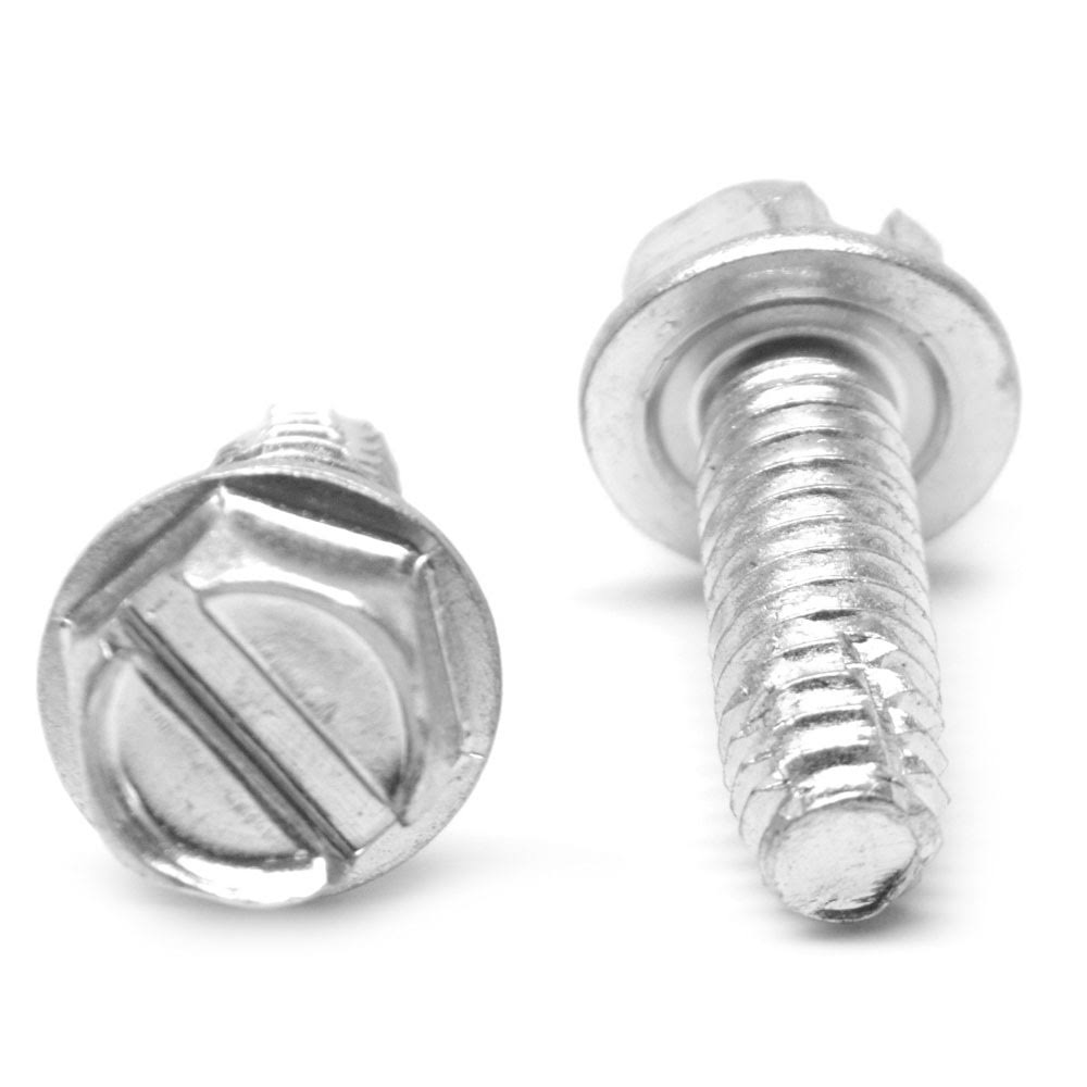 #12-24 x 1 Coarse Thread Thread Cutting Screw Slotted Hex Washer Head Zinc Plated L5413