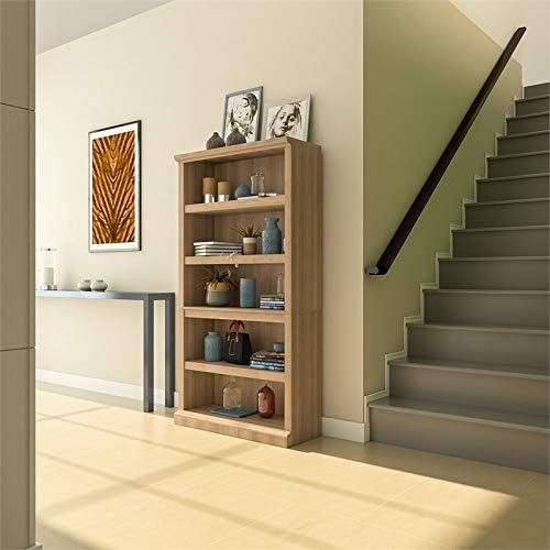 5 Shelf Bookcase with 3 Adjustable Shelves in Salt Oak Z8468