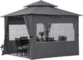 10'x10' Winter Gazebo with Sidewalls and Church Window V843956