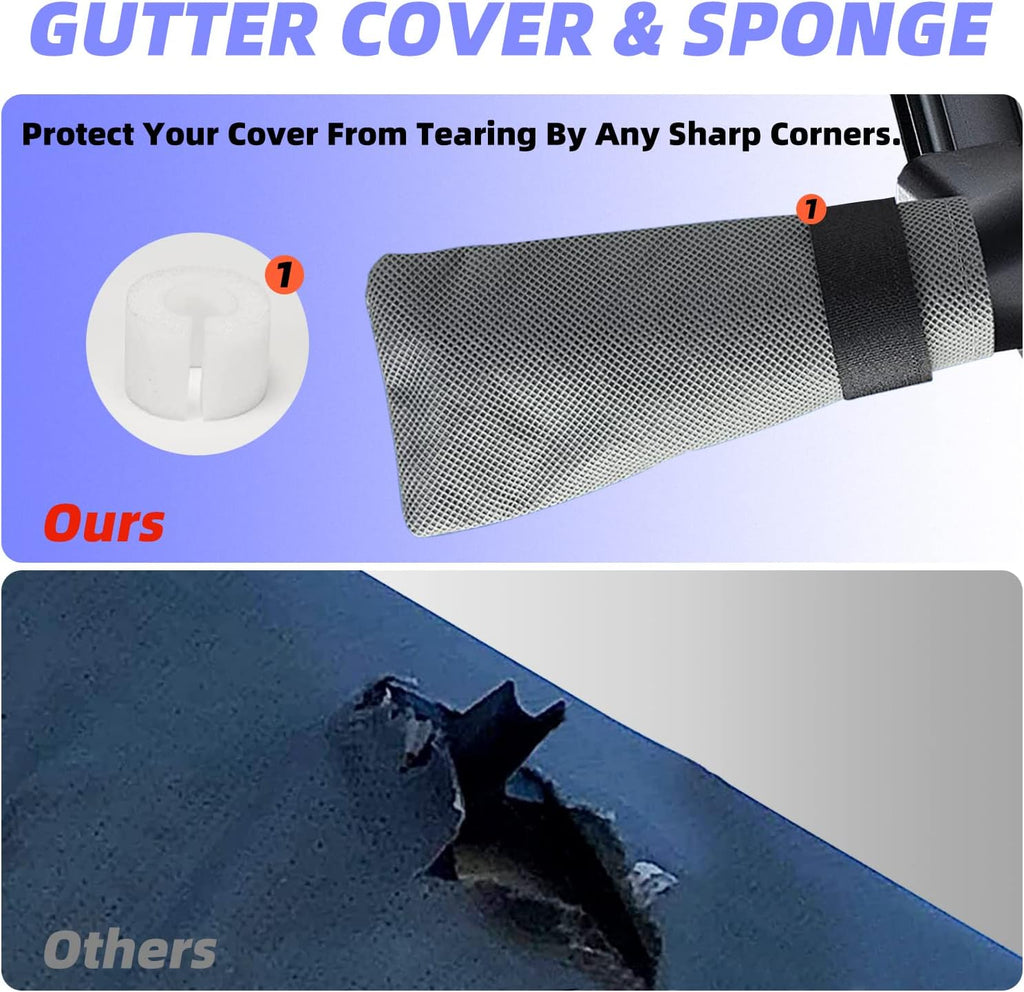RV Cover for 37' to 40' Motorhome with 2Pcs Extra Straps, Adhesive Repair Patches, 6 Gutter Covers P83687
