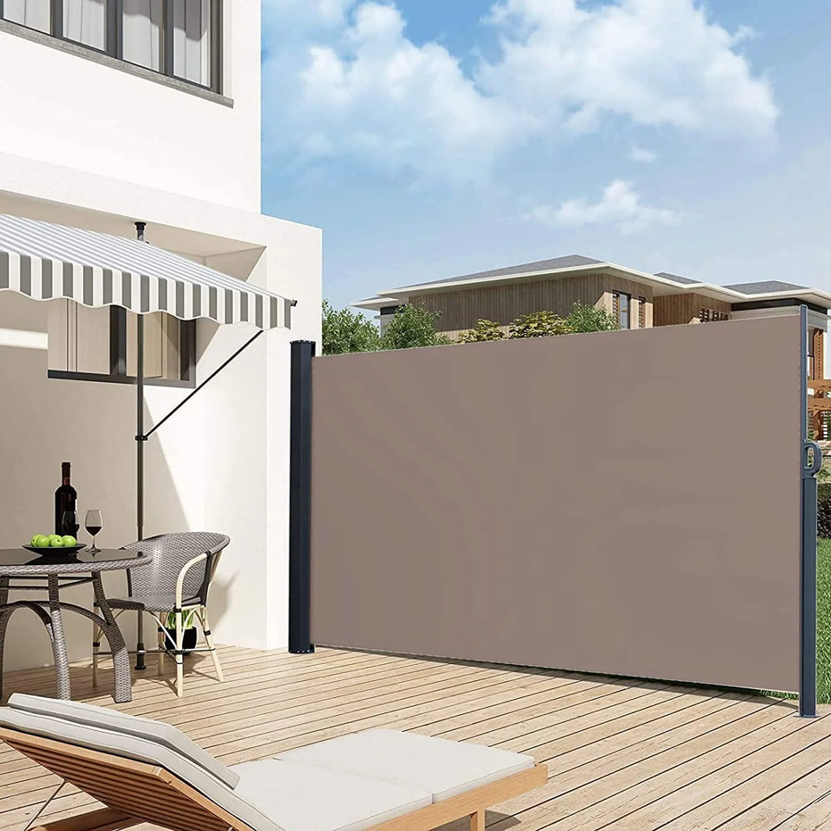 5x10ft Retractable Patio Side Awning, Outdoor Privacy Screen E1225