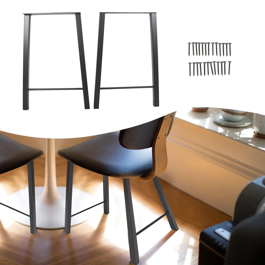 28"H×20"W Metal Table Legs Set of 2 Black K7556