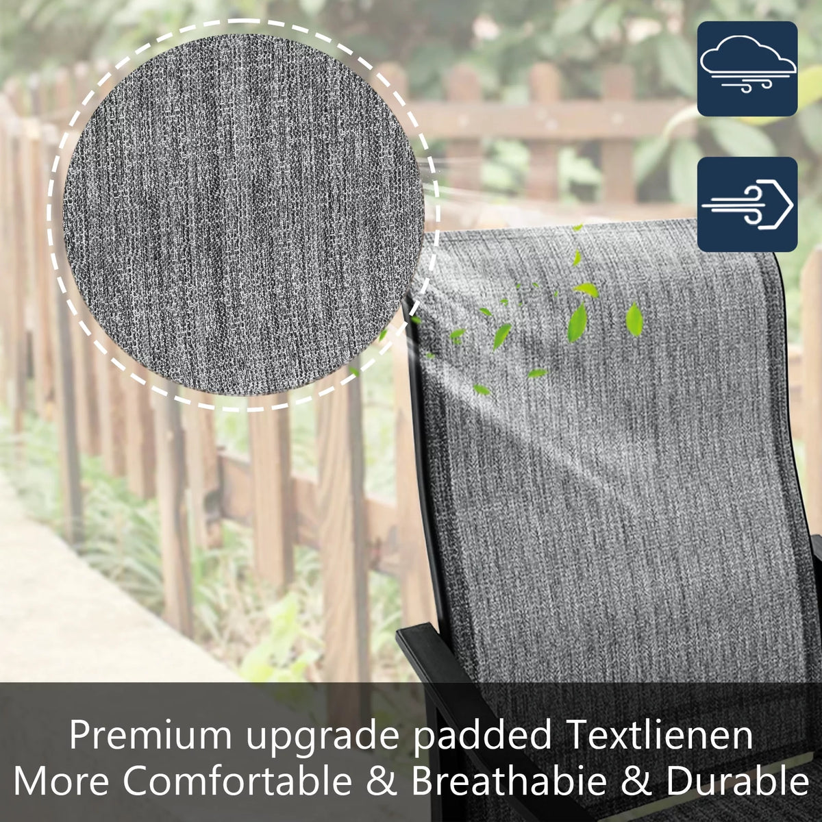 Grey White Set of 2 High Back Padded Swivel Patio Chairs Y4383