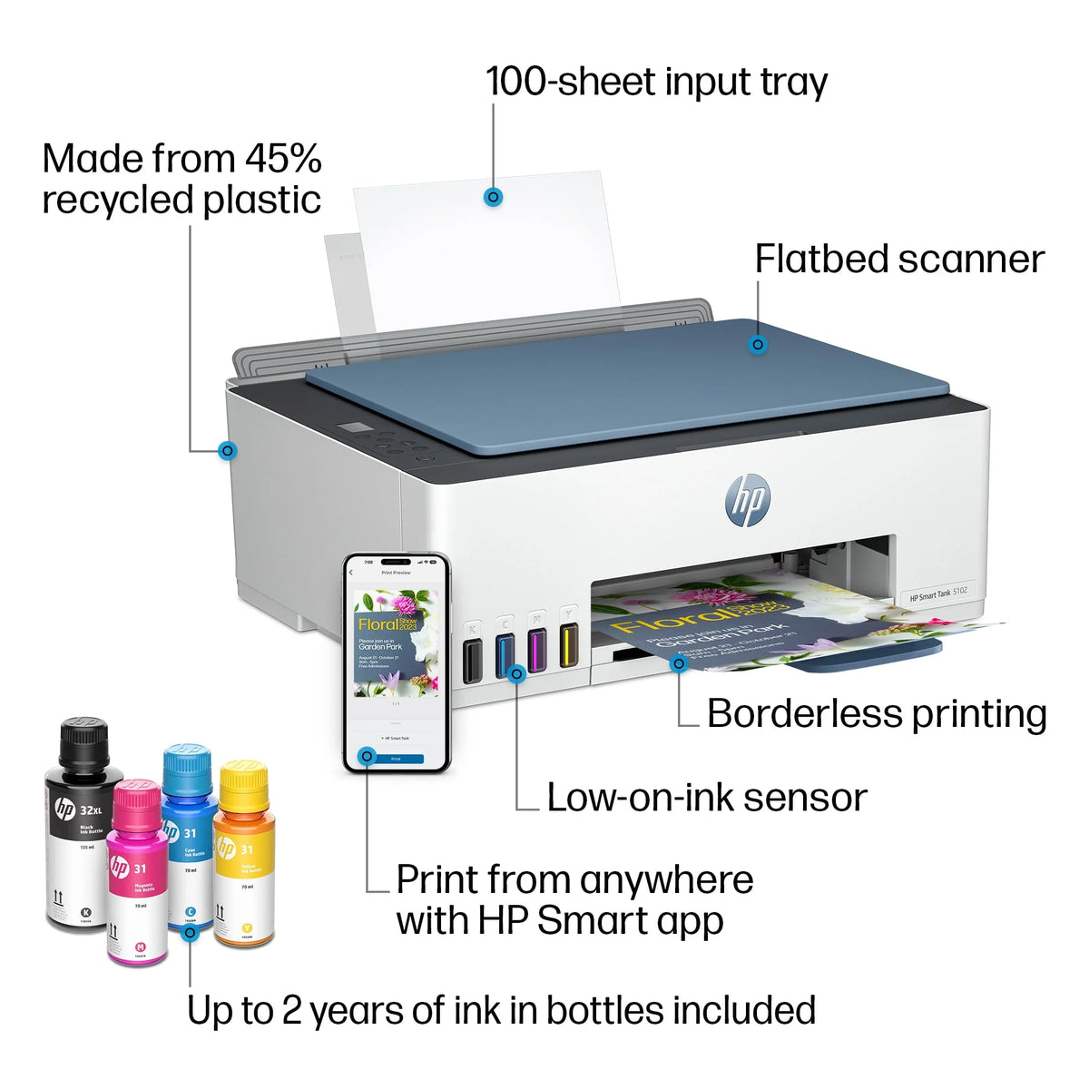 Wireless All-in-One Color Inkjet Tank Printer W708797