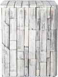 White-Washed Recycled Wood Stool End Table Q342460