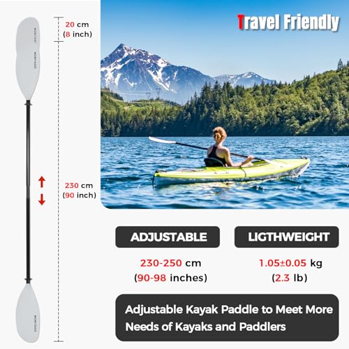 Adjustable Fiberglass Shaft Nylon Blade Kayak Paddle E90025