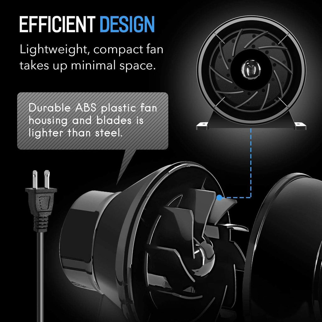 4 Inch 195 CFM Inline Fan Carbon Filter Ducting Ventilation Kit U6093