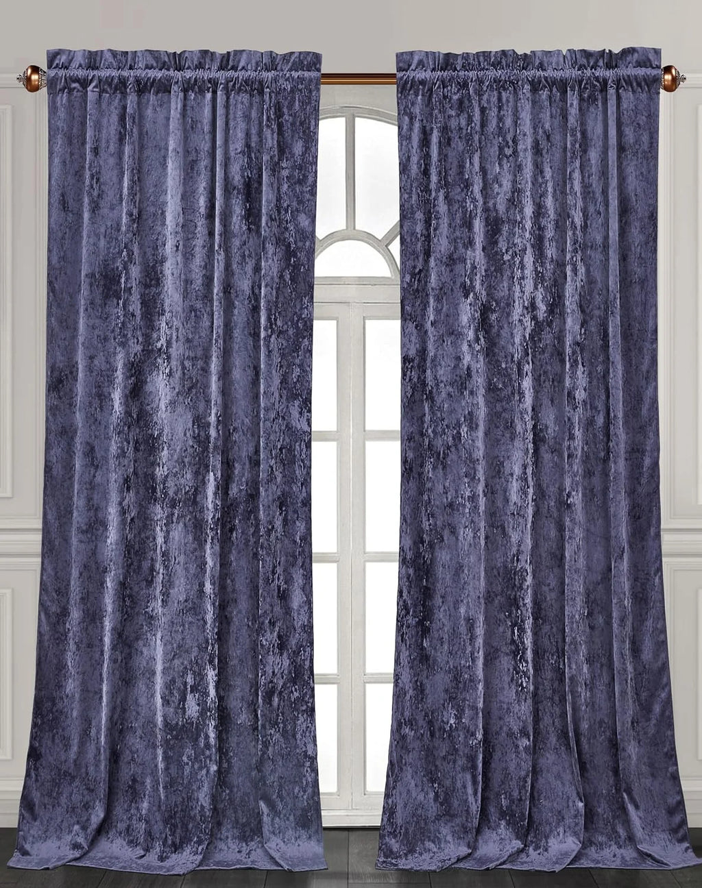 Purple Crushed Velvet Curtains 2 Panel Set 50" W x 84" L O39879