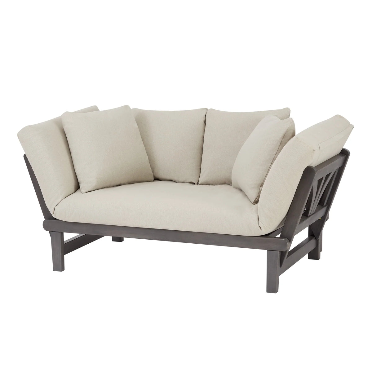 Convertible Wood Outdoor Sofa Blue Cushions K843639