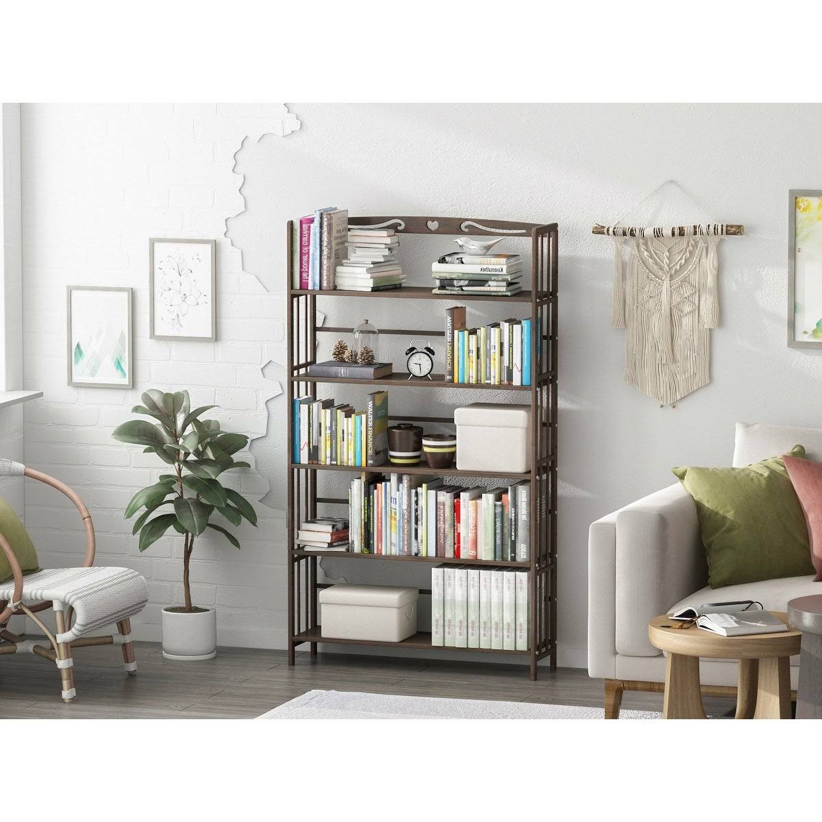5 Shelf Solid Wood Bookshelf X64438