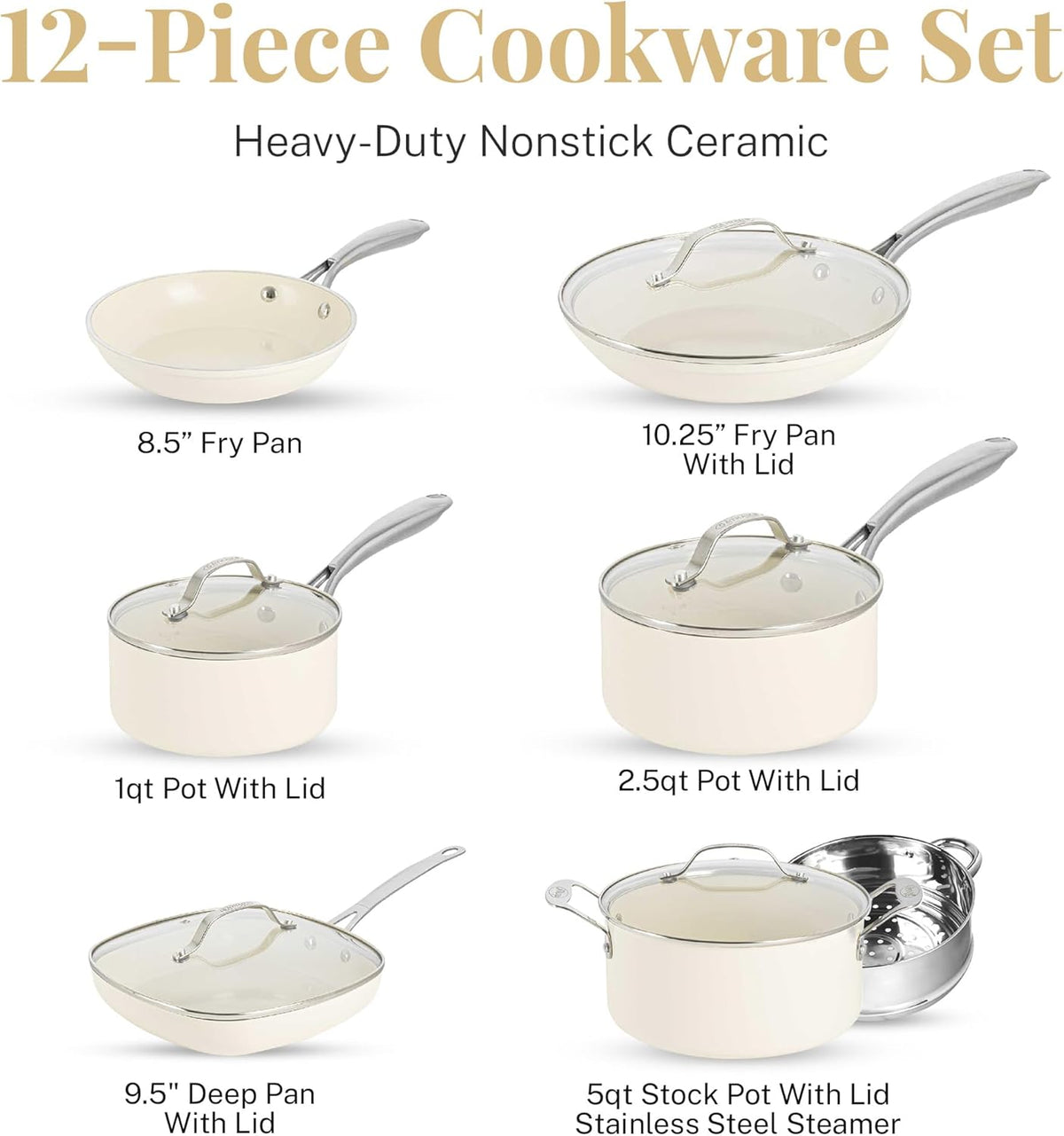 12 Pc Non Stick Ceramic Pots and Pans Set I52071