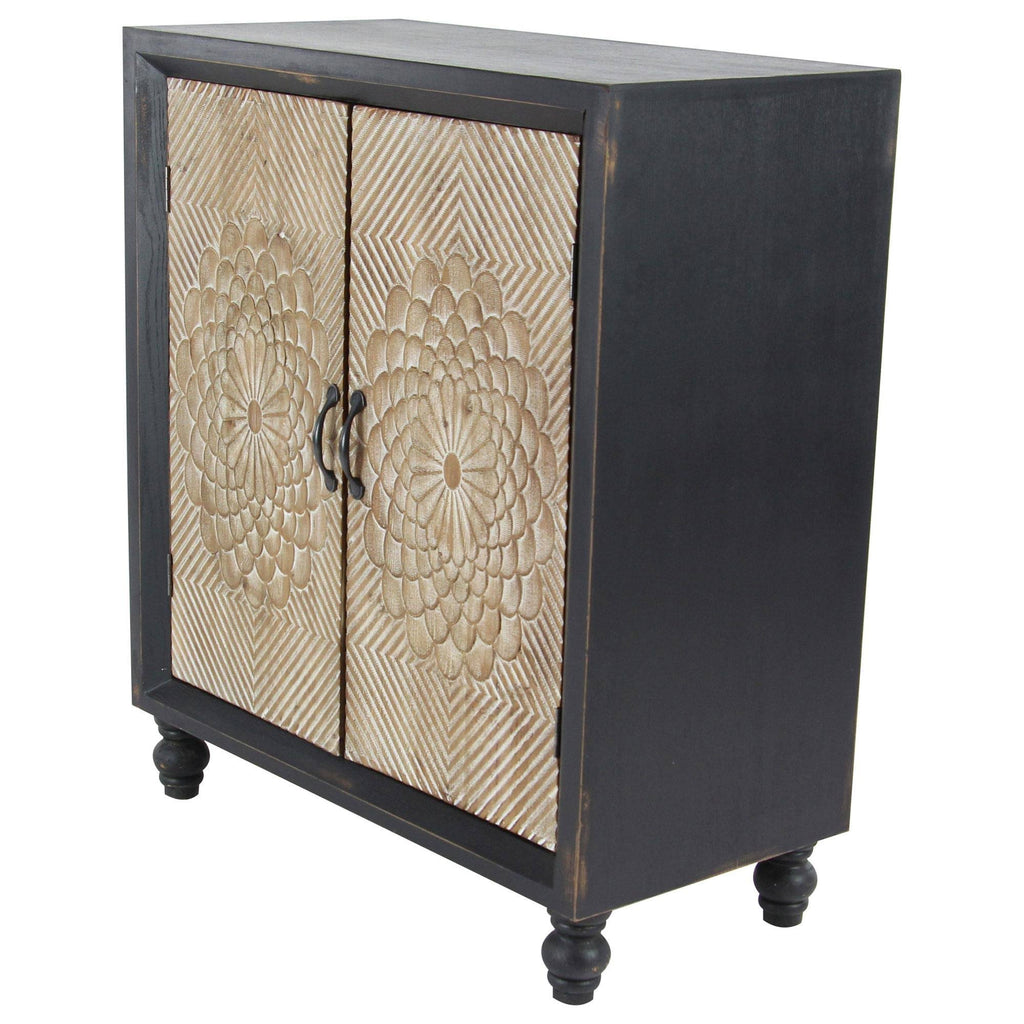Black Wood and Metal Two-Door Cabinet P49114