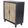 Black Wood and Metal Two-Door Cabinet P49114