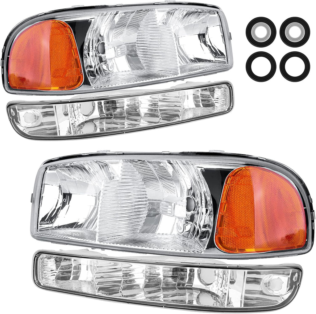 Chrome Housing Black Lens Headlight Assembly S863