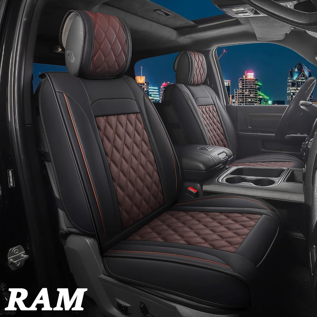 Waterproof Synthetic Leather Seat Covers 5PCS Full Set Black Brown T1956
