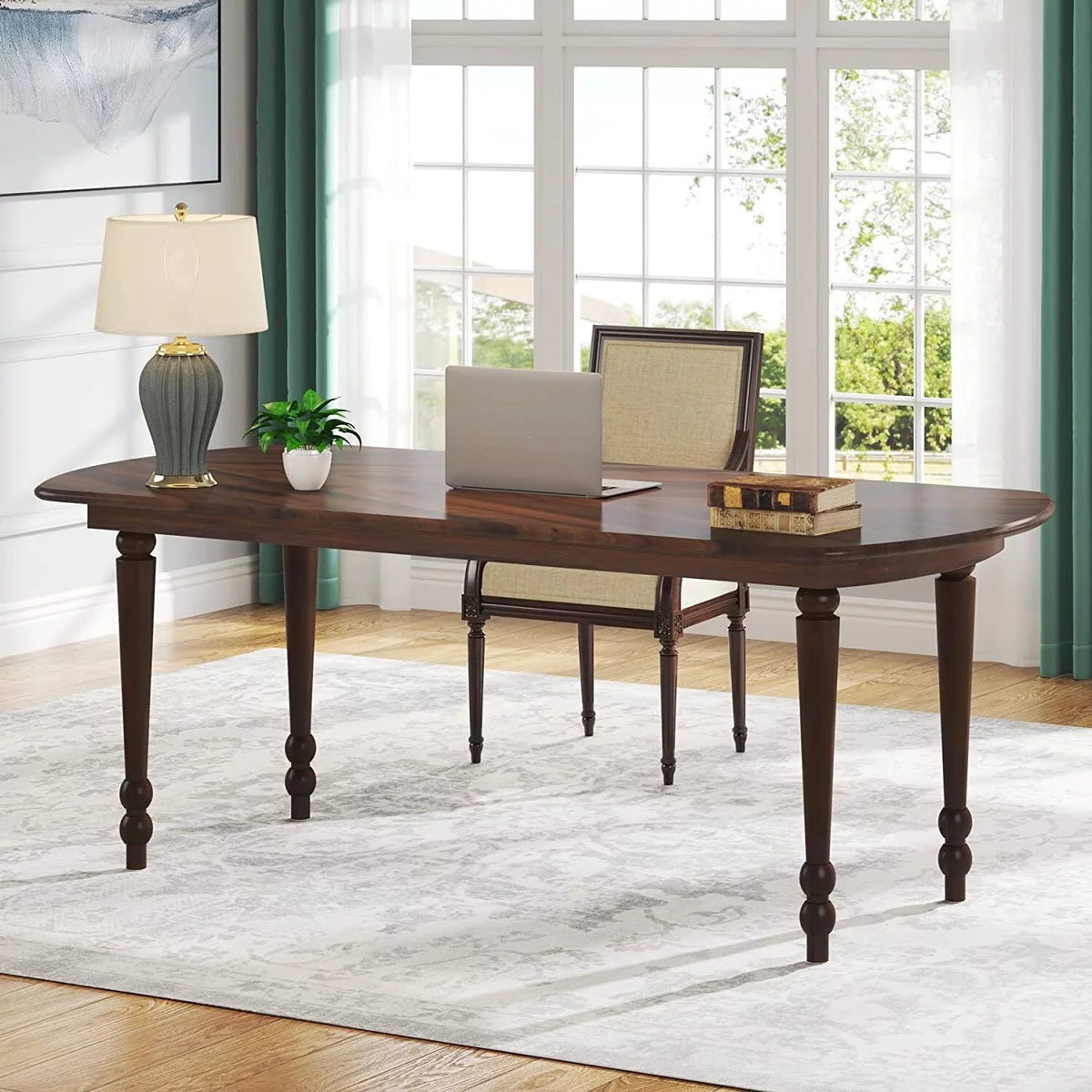 63 Inch Dark Brown Dining Table D545485