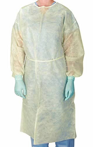 Lightweight Disposable Isolation Gown Yellow Pack of 50 T4576