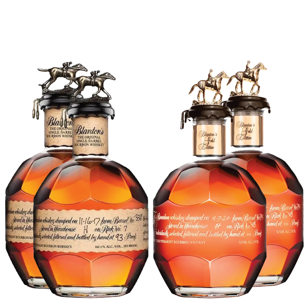 2 Blanton's Single Barrel & 2 Blanton's Gold Edition Bundle C663